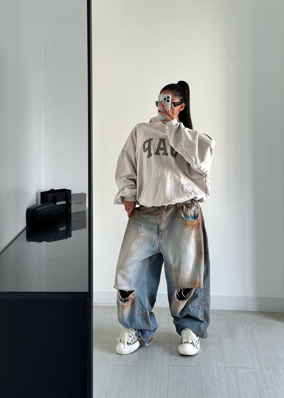 Alesta Baggy Brown Wash Denim