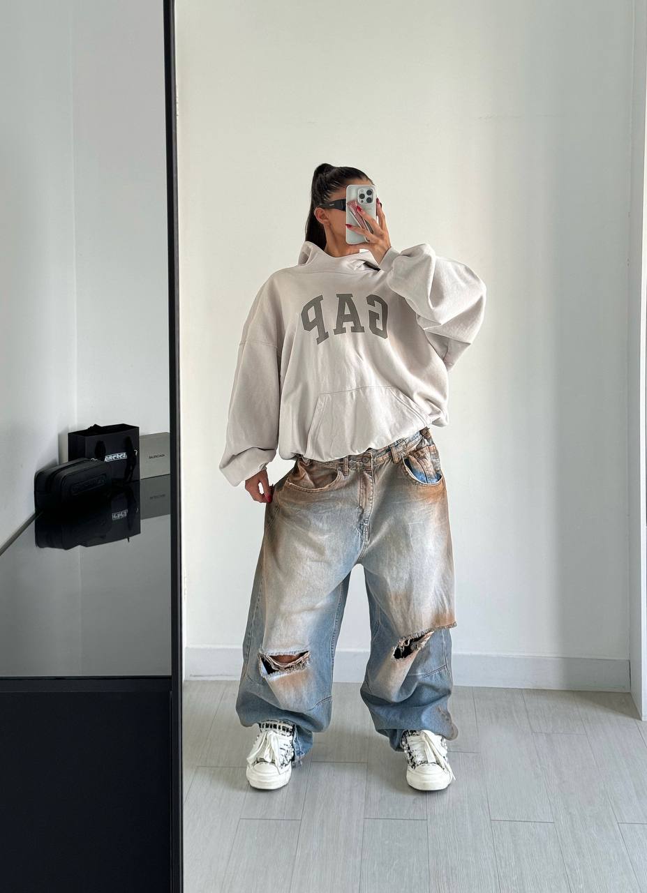 Alesta Baggy Brown Wash Denim