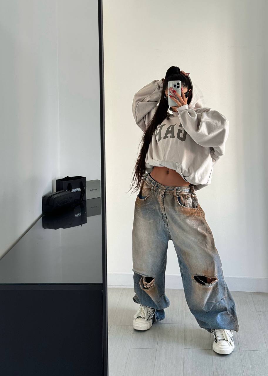 Alesta Baggy Brown Wash Denim