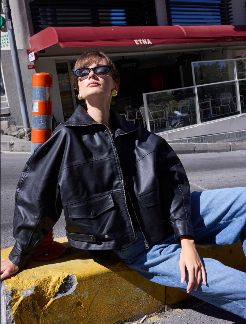 Lilia faux-leather jacket