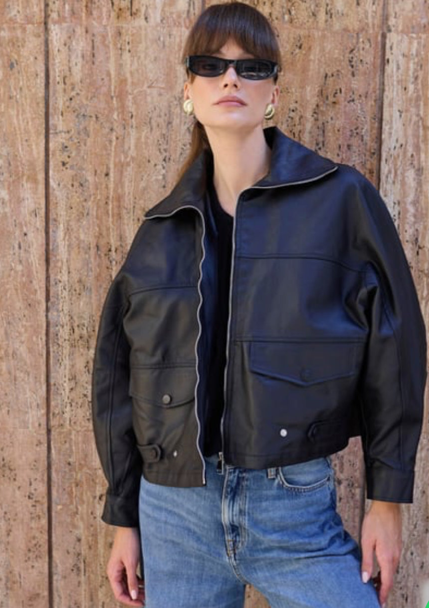 Lilia faux-leather jacket