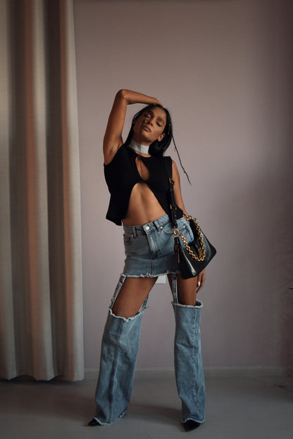 Janice Denim Skirt - Pants