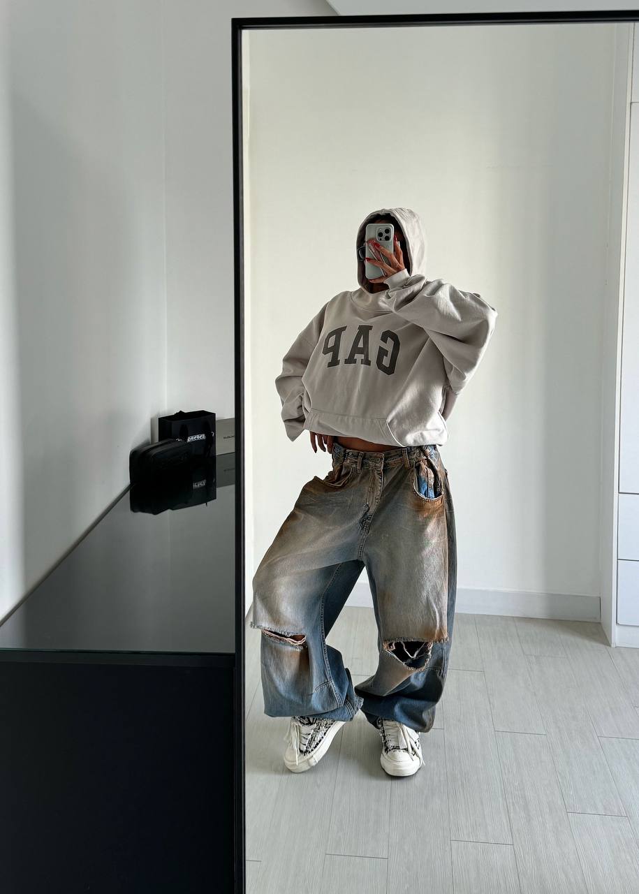 Alesta Baggy Brown Wash Denim